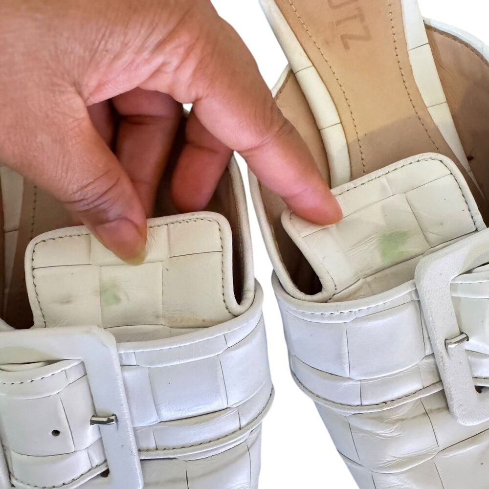 Schutz Women's Savana Braided White Leather Closed Toe Clogs/ Mule  Size 7B - Picture 7 of 12